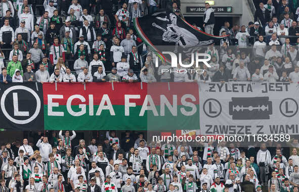 Legia fans during UEFA Conference League match Legia Warsaw vs Real Betis in Warsaw Poland on 3 October 2024. 