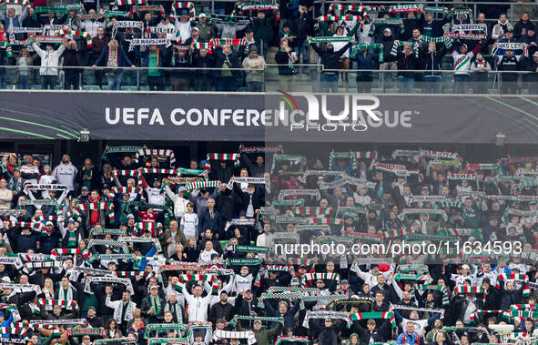 Legia fans during UEFA Conference League match Legia Warsaw vs Real Betis in Warsaw Poland on 3 October 2024. 