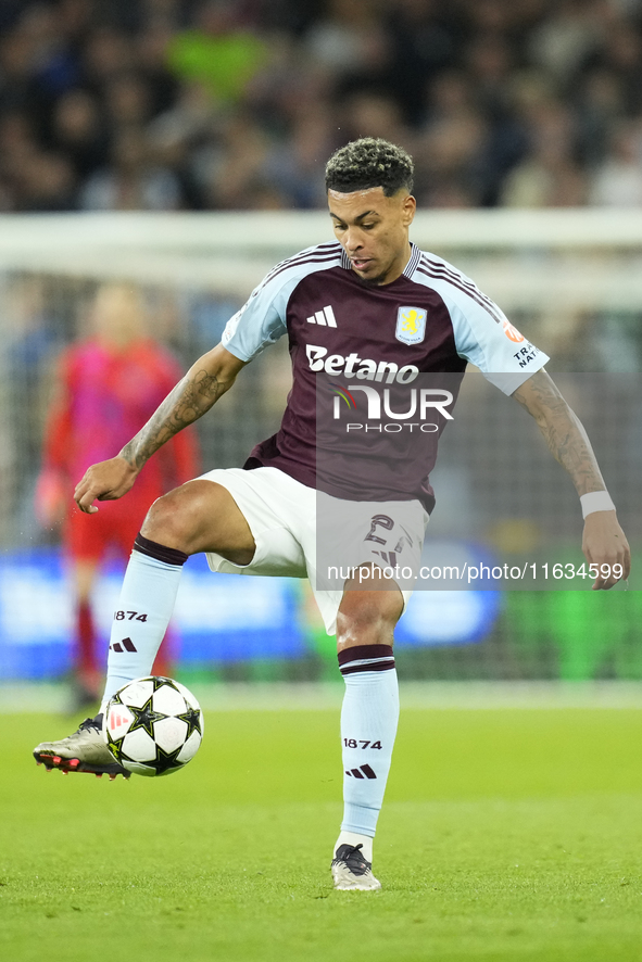 Konrad Laimer central midfield of Bayern Munich and Austria during the UEFA Champions League 2024/25 League Phase MD2 match between Aston Vi...