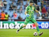 Emiliano Martinez goalkeeper of Aston Villa and Argentina during the UEFA Champions League 2024/25 League Phase MD2 match between Aston Vill...