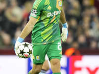 Emiliano Martinez goalkeeper of Aston Villa and Argentina during the UEFA Champions League 2024/25 League Phase MD2 match between Aston Vill...