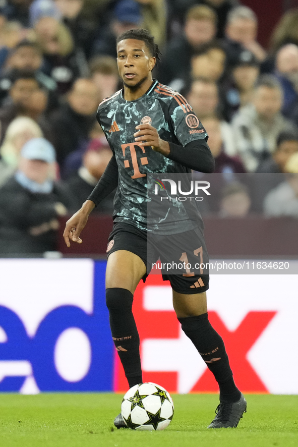 Michael Olise right winger of Bayern Munich and France during the UEFA Champions League 2024/25 League Phase MD2 match between Aston Villa F...