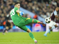 Emiliano Martinez goalkeeper of Aston Villa and Argentina during the UEFA Champions League 2024/25 League Phase MD2 match between Aston Vill...