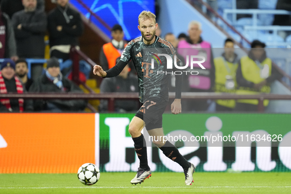 Konrad Laimer central midfield of Bayern Munich and Austria during the UEFA Champions League 2024/25 League Phase MD2 match between Aston Vi...