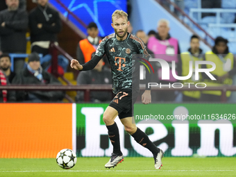 Konrad Laimer central midfield of Bayern Munich and Austria during the UEFA Champions League 2024/25 League Phase MD2 match between Aston Vi...