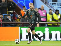 Konrad Laimer central midfield of Bayern Munich and Austria during the UEFA Champions League 2024/25 League Phase MD2 match between Aston Vi...