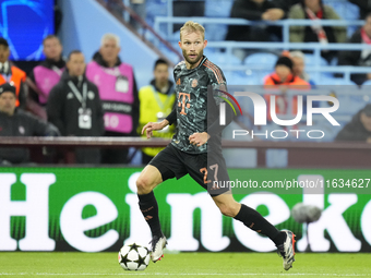 Konrad Laimer central midfield of Bayern Munich and Austria during the UEFA Champions League 2024/25 League Phase MD2 match between Aston Vi...