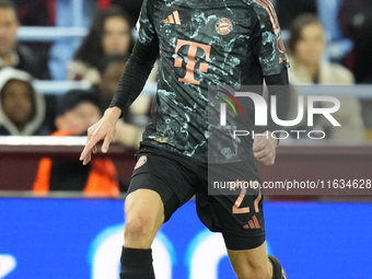 Konrad Laimer central midfield of Bayern Munich and Austria during the UEFA Champions League 2024/25 League Phase MD2 match between Aston Vi...