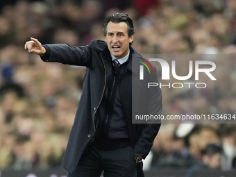 Unai Emery head coach of Aston Villa during the UEFA Champions League 2024/25 League Phase MD2 match between Aston Villa FC and FC Bayern Mu...