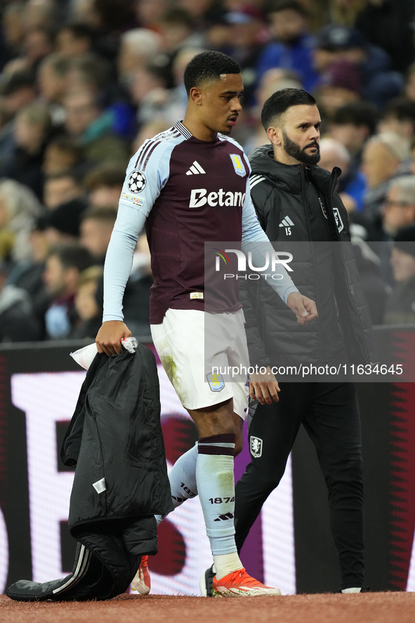 Ezri Konsa centre-back of Aston Villa and England replace injured during the UEFA Champions League 2024/25 League Phase MD2 match between As...