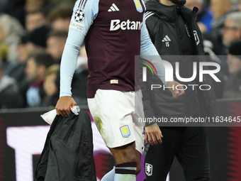 Ezri Konsa centre-back of Aston Villa and England replace injured during the UEFA Champions League 2024/25 League Phase MD2 match between As...