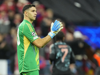 Emiliano Martinez goalkeeper of Aston Villa and Argentina during the UEFA Champions League 2024/25 League Phase MD2 match between Aston Vill...