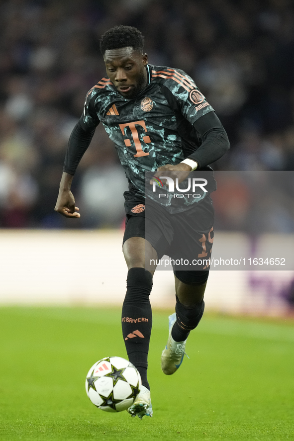 Alphonso Davies left-back of Bayern Munich and Canada during the UEFA Champions League 2024/25 League Phase MD2 match between Aston Villa FC...