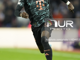 Alphonso Davies left-back of Bayern Munich and Canada during the UEFA Champions League 2024/25 League Phase MD2 match between Aston Villa FC...