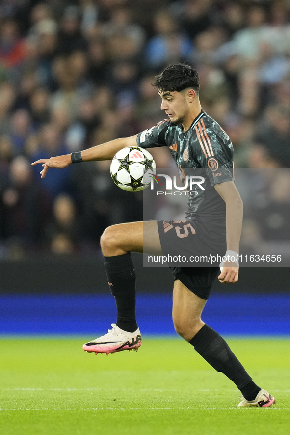 Aleksandar Pavlovic defensive midfield of Bayern Munich and Germany during the UEFA Champions League 2024/25 League Phase MD2 match between...