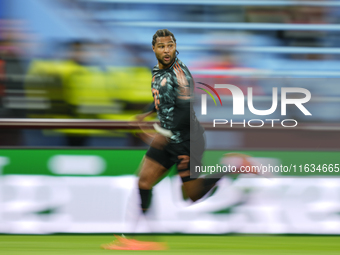 Serge Gnabry right winger of Bayern Munich and Germany during the UEFA Champions League 2024/25 League Phase MD2 match between Aston Villa F...