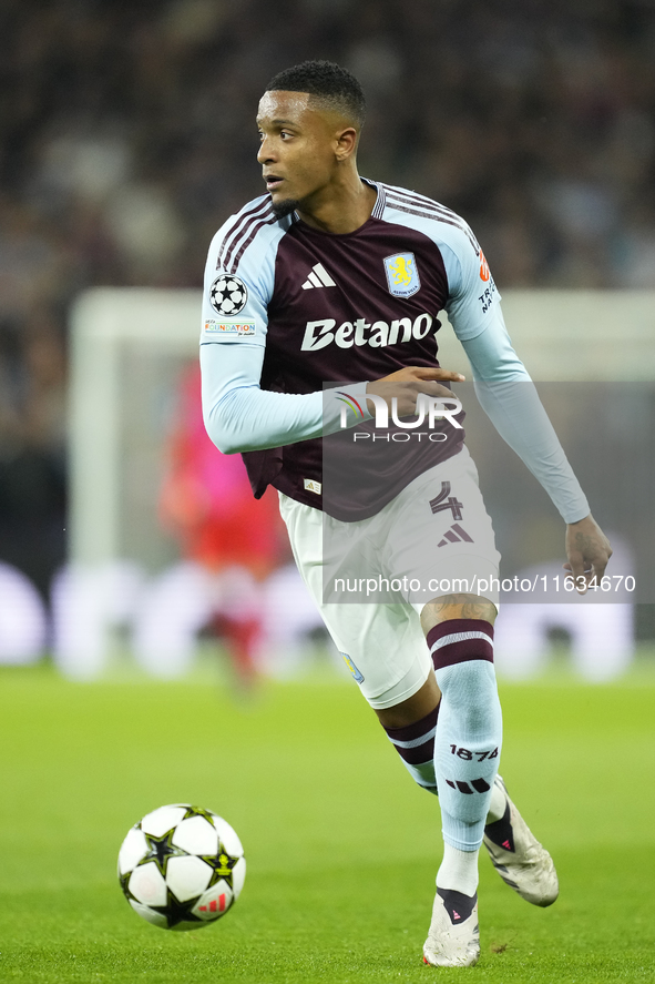 Ezri Konsa centre-back of Aston Villa and England during the UEFA Champions League 2024/25 League Phase MD2 match between Aston Villa FC and...