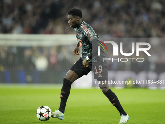 Alphonso Davies left-back of Bayern Munich and Canada during the UEFA Champions League 2024/25 League Phase MD2 match between Aston Villa FC...