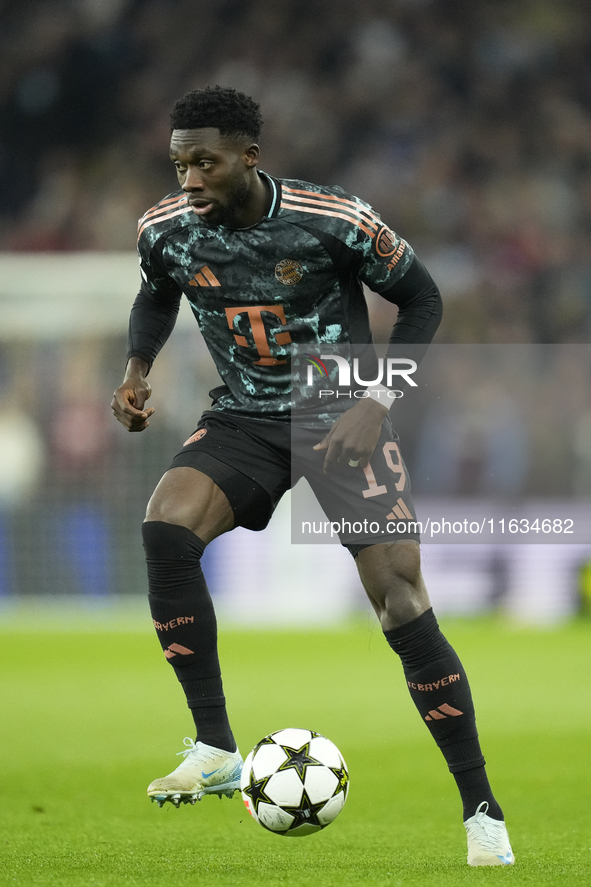 Alphonso Davies left-back of Bayern Munich and Canada during the UEFA Champions League 2024/25 League Phase MD2 match between Aston Villa FC...