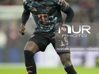 Alphonso Davies left-back of Bayern Munich and Canada during the UEFA Champions League 2024/25 League Phase MD2 match between Aston Villa FC...