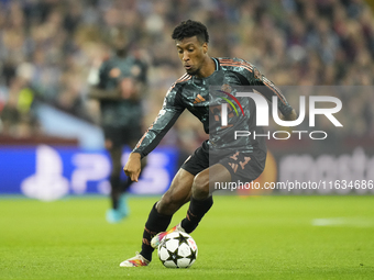 Kingsley Coman left winger of Bayern Munich and France during the UEFA Champions League 2024/25 League Phase MD2 match between Aston Villa F...