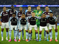 Aston Villa line up during the UEFA Champions League 2024/25 League Phase MD2 match between Aston Villa FC and FC Bayern München at Villa Pa...