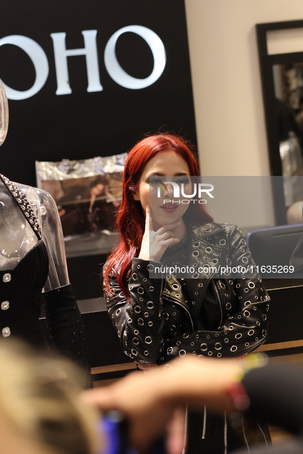 Mexican singer Paty Cantu poses during the Soho 30 as part of the celebration of the 30th anniversary of the Soho store at Soho Reforma in M...