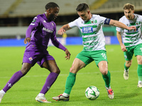 Jonathan Ikonè of ACF Fiorentina and Daniel Redmond of The New Saints ,battle for the ball during the Conference League match between ACF Fi...