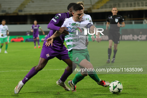 Daniel Redmond of The New Saints controls the ball during  the Conference League match between ACF Fiorentina and The New Saints, on October...