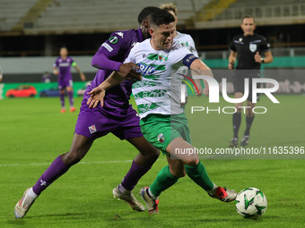 Daniel Redmond of The New Saints controls the ball during  the Conference League match between ACF Fiorentina and The New Saints, on October...