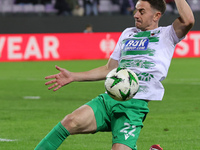 Danny Davies of The New Saints controls the ball during the Conference League match between ACF Fiorentina and The New Saints, on October 3...