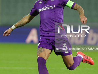 Cristiano Biraghi of ACF Fiorentina controls the ball during  the Conference League match between ACF Fiorentina and The New Saints, on Octo...