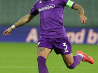 Cristiano Biraghi of ACF Fiorentina controls the ball during  the Conference League match between ACF Fiorentina and The New Saints, on Octo...