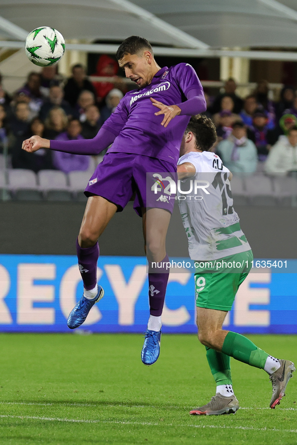 Matias Moreno of ACF Fiorentina controls the ball during  the Conference League match between ACF Fiorentina and The New Saints, on October...