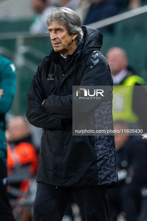 Head coach Manuel Pellegrini during UEFA Conference League match Legia Warsaw vs Real Betis in Warsaw Poland on 3 October 2024 in Warsaw, Po...