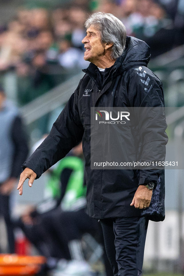 Head coach Manuel Pellegrini during UEFA Conference League match Legia Warsaw vs Real Betis in Warsaw Poland on 3 October 2024 in Warsaw, Po...