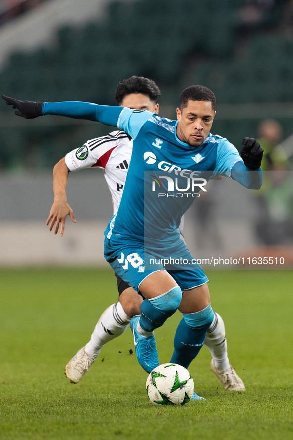 Vitor Roque  is playing during UEFA Conference League match between Legia Warsaw and Real Betis in Warsaw Poland on 3 October 2024 in Warsaw...