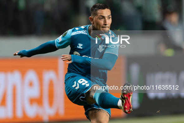 Ezequiel Avila  is playing during UEFA Conference League match between Legia Warsaw and Real Betis in Warsaw Poland on 3 October 2024 in War...