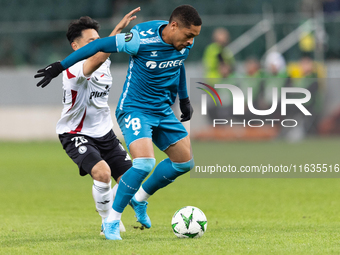 Vitor Roque  is playing during UEFA Conference League match between Legia Warsaw and Real Betis in Warsaw Poland on 3 October 2024 in Warsaw...