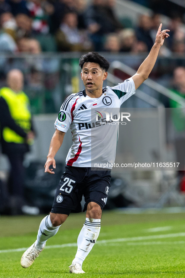 Ryoya Morishita  is playing during UEFA Conference League match between Legia Warsaw and Real Betis in Warsaw Poland on 3 October 2024 in Wa...