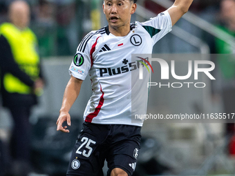 Ryoya Morishita  is playing during UEFA Conference League match between Legia Warsaw and Real Betis in Warsaw Poland on 3 October 2024 in Wa...