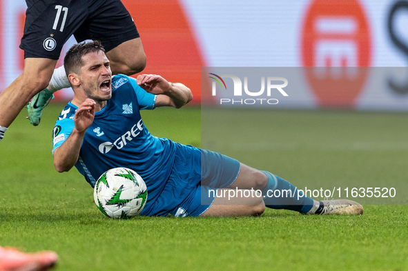 Romain Perraud  is playing during UEFA Conference League match between Legia Warsaw and Real Betis in Warsaw Poland on 3 October 2024 in War...