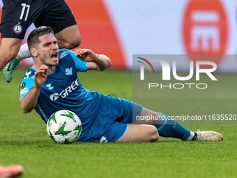 Romain Perraud  is playing during UEFA Conference League match between Legia Warsaw and Real Betis in Warsaw Poland on 3 October 2024 in War...