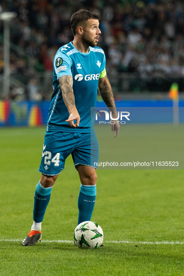 Aitor Ruibal  is playing during UEFA Conference League match between Legia Warsaw and Real Betis in Warsaw Poland on 3 October 2024 in Warsa...