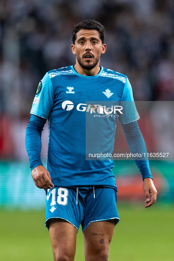 Pablo Fornals  is playing during UEFA Conference League match between Legia Warsaw and Real Betis in Warsaw Poland on 3 October 2024 in Wars...