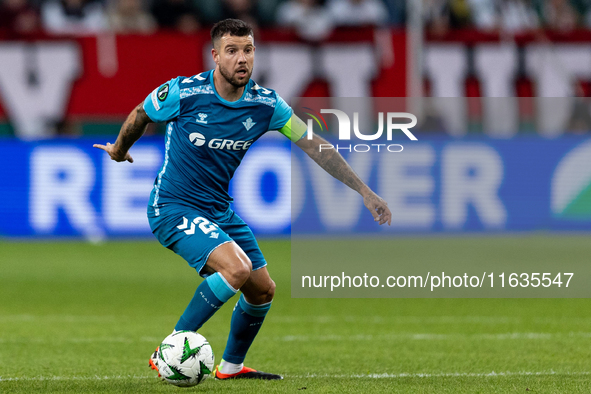 Aitor Ruibal  is playing during UEFA Conference League match between Legia Warsaw and Real Betis in Warsaw Poland on 3 October 2024 in Warsa...