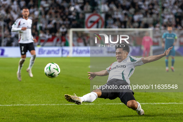 Ryoya Morishita  is playing during UEFA Conference League match between Legia Warsaw and Real Betis in Warsaw Poland on 3 October 2024 in Wa...