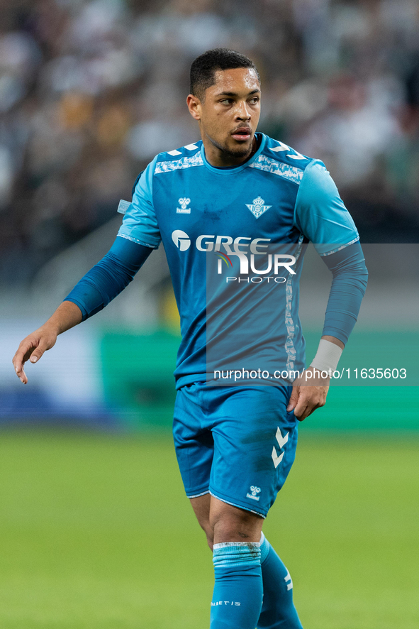 Vitor Roque  is playing during UEFA Conference League match between Legia Warsaw and Real Betis in Warsaw Poland on 3 October 2024 in Warsaw...