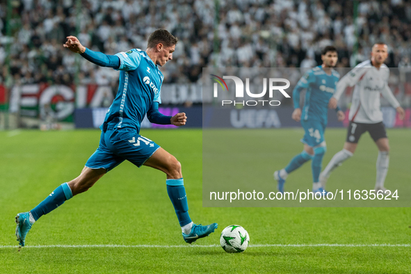 Sergi Altimira  is playing during UEFA Conference League match between Legia Warsaw and Real Betis in Warsaw Poland on 3 October 2024 in War...