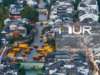 Tourists visit the Confucius Temple in Nanjing, China, on October 4, 2024. (